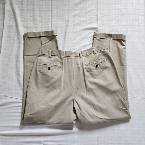 Brooks Brothers Advantage Chino Pleated Khaki Pants Elliot Mens 38x30 Office - Picture 4 of 7